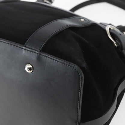 Salvatore Ferragamo Gancini handbag Suede, BLACK, SUEDE, Handbag
