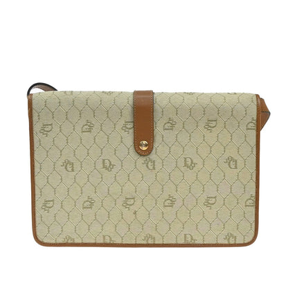 Christian Dior Vintage Honeycomb Handbag Canvas Leather, BEIGE, CANVAS, Shoulder bag