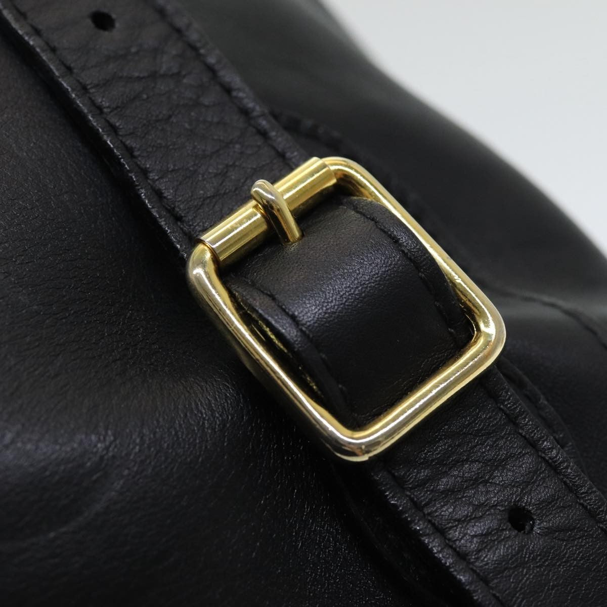 Gucci Vintage Bamboo Backpack Leather, Black, Leather, Backpack