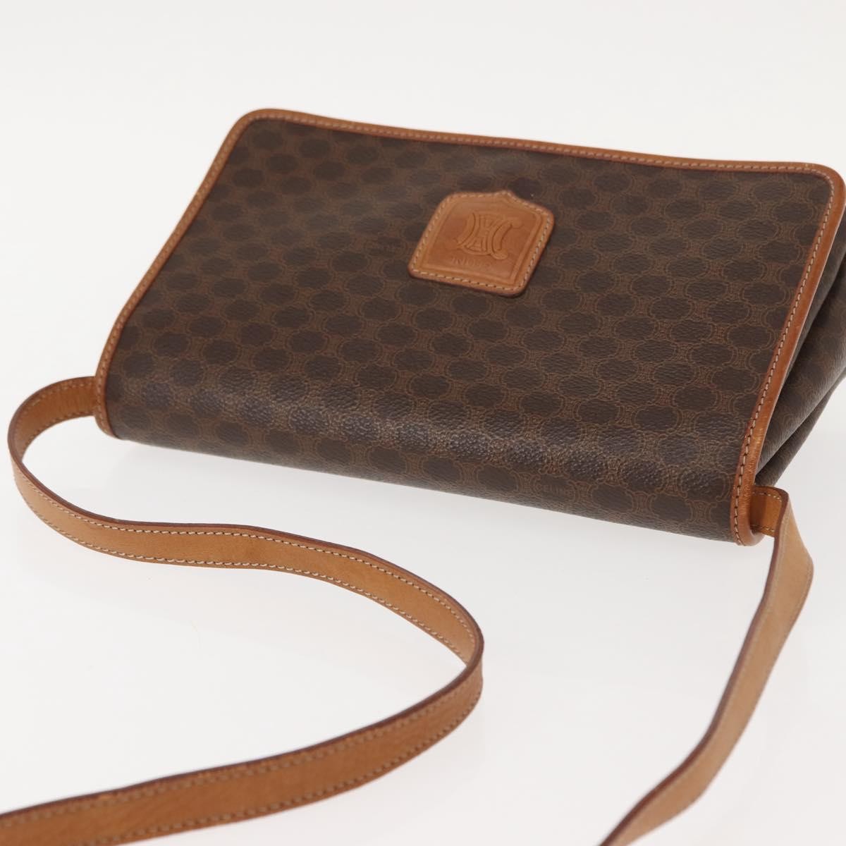 Celine Vintage Macadam Shoulder Bag Canvas, BROWN, CANVAS, Shoulder bag