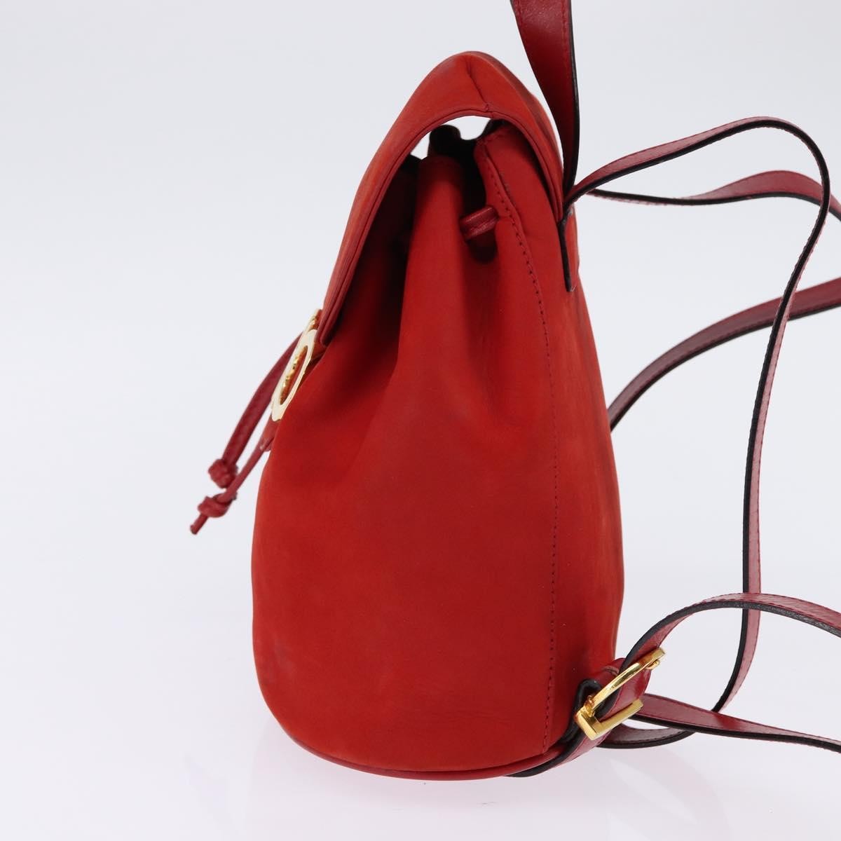 Salvatore Ferragamo Gancini Flap Drawstring Backpack Leather, RED, LEATHER, Backpack