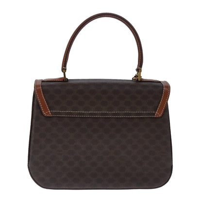 Celine Vintage Convertible Top Handle Bag Macadam Coated Canvas, BROWN, CANVAS, Handbag