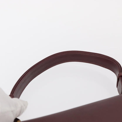 Celine Vintage Flap Shoulder Bag Leather, BURGUNDY, LEATHER, Shoulder bag