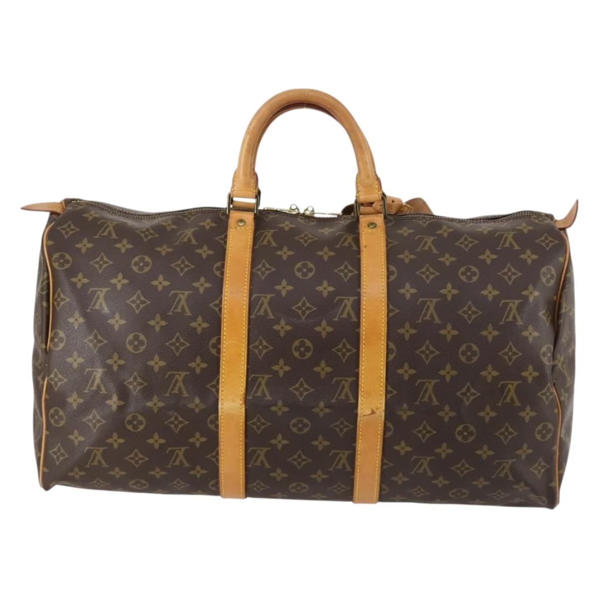 Louis Vuitton Keepall Bag Monogram Canvas, BROWN, CANVAS, Travel bag