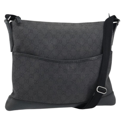 Gucci Zip Messenger Bag GG Denim, BLACK, CANVAS, Shoulder bag
