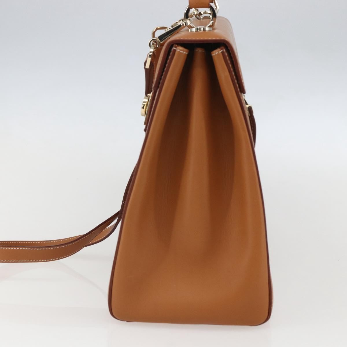 Salvatore Ferragamo Gancini handbag Leather, BROWN, LEATHER, Handbag