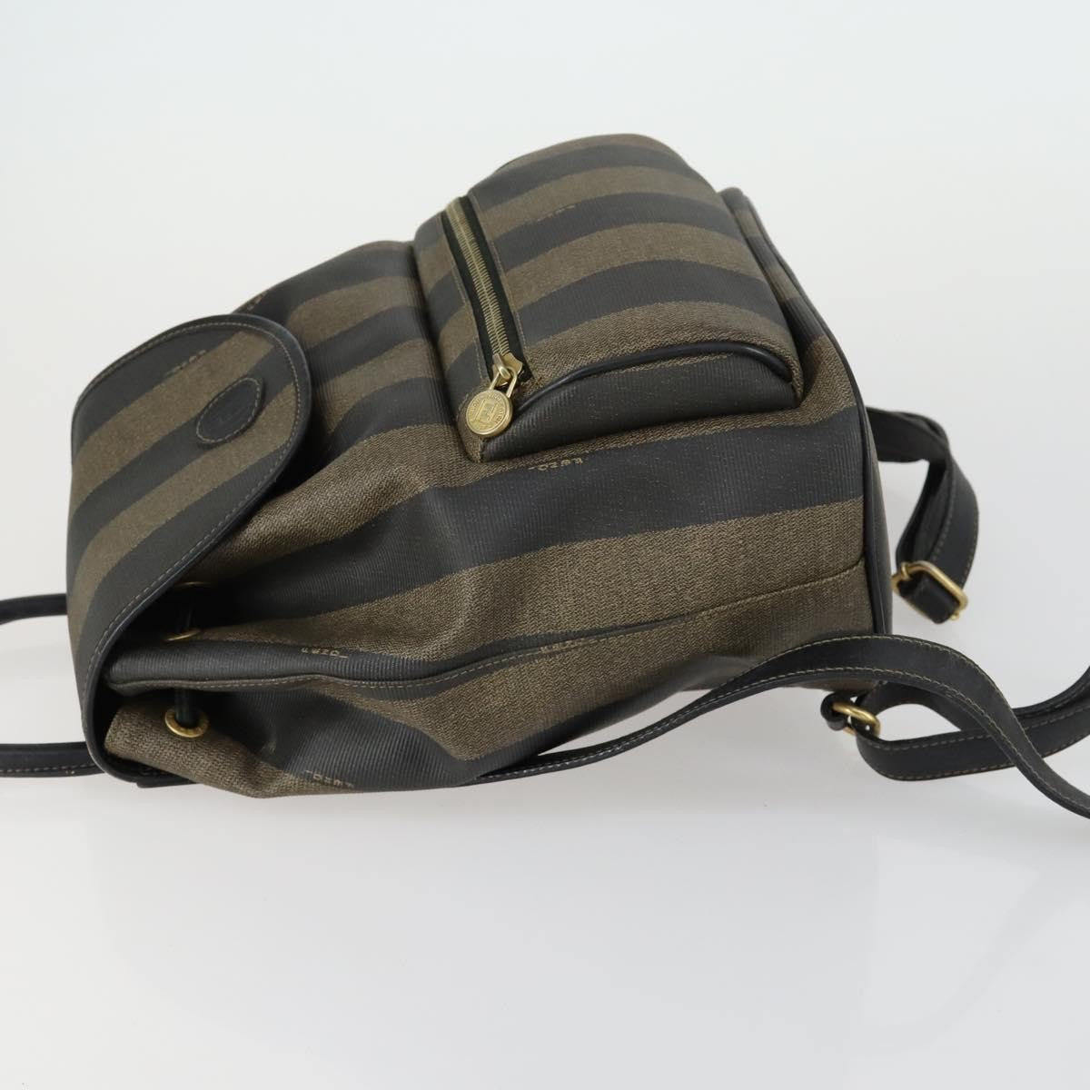 Fendi Pequin Front Pocket Backpack Coated Canvas, BROWN, PVC, Backpack