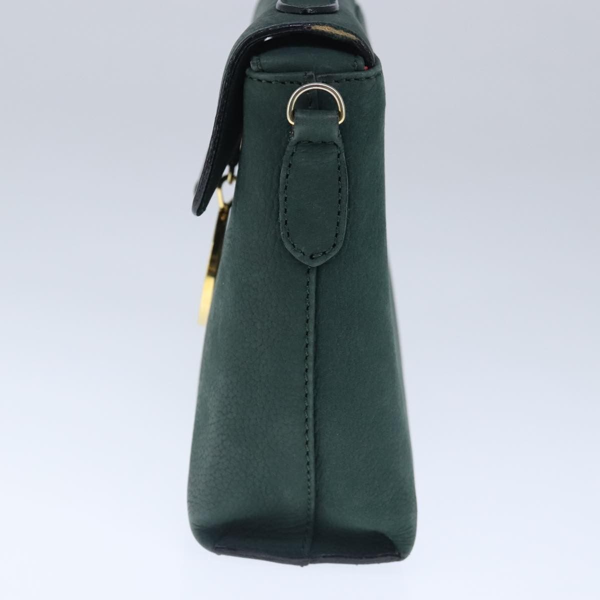 Celine Circle Logo Handbag Leather, GREEN, LEATHER, Handbag