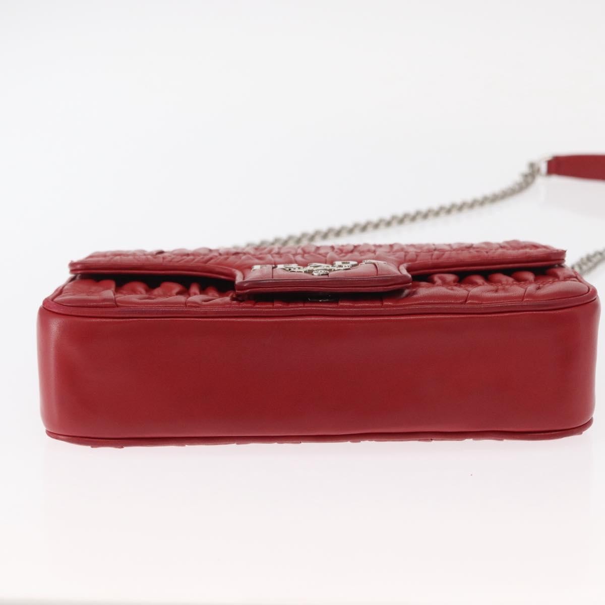 Prada Gaufre Chain Flap Shoulder Bag Nappa Leather, RED, LEATHER, Shoulder bag