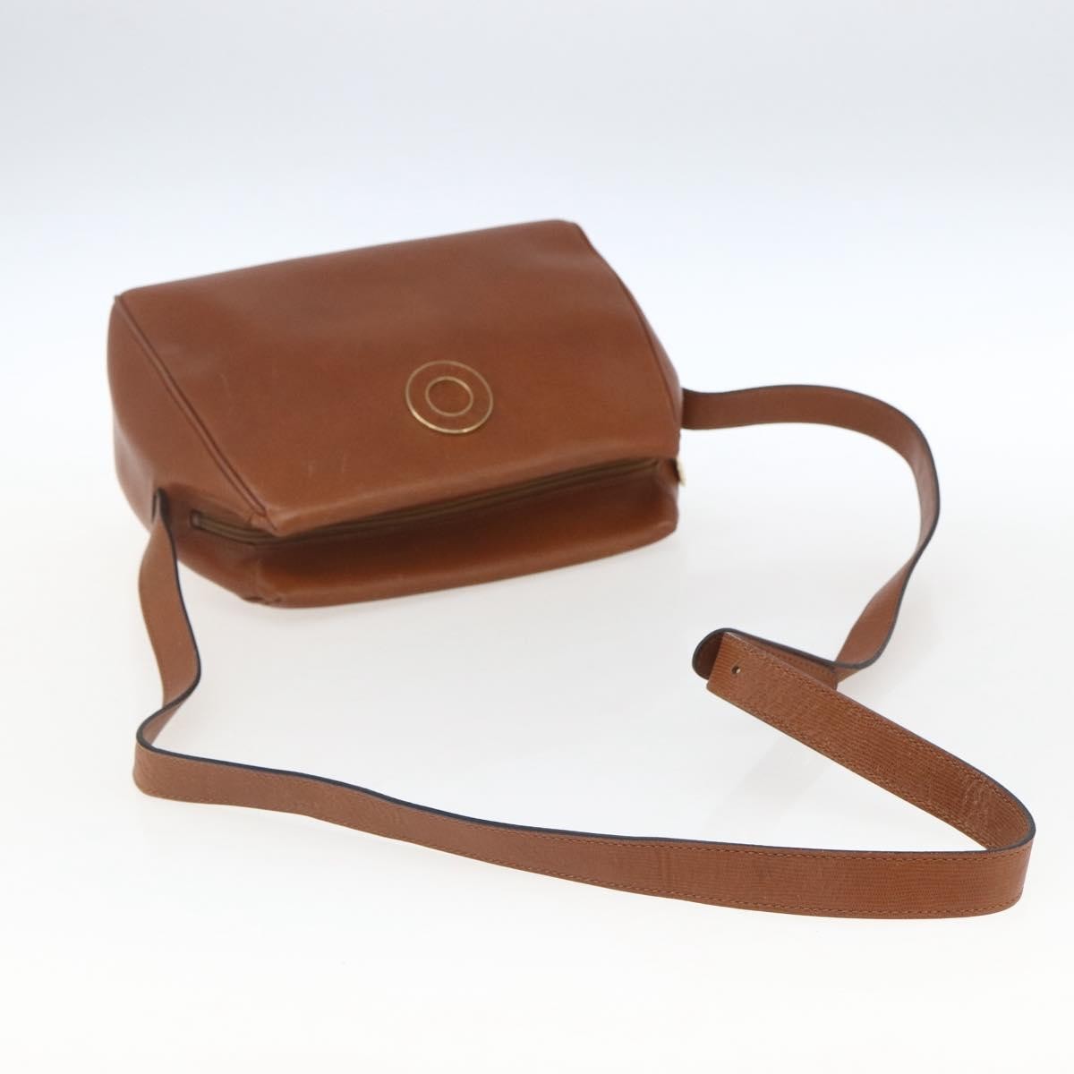 Celine Circle Logo Shoulder Bag Leather, BROWN, LEATHER, Shoulder bag