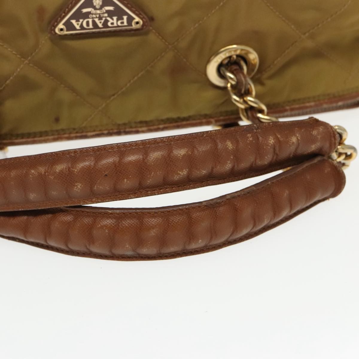Prada Chain Shoulder Bag Tessuto, BEIGE, NYLON, Shoulder bag