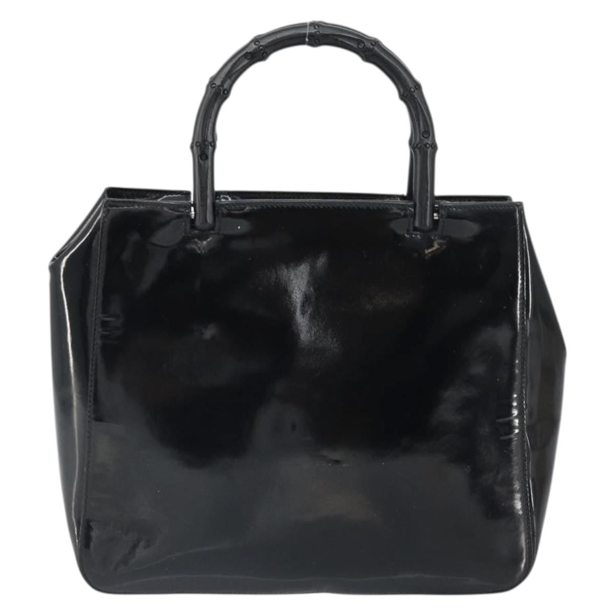 Gucci Vintage Bamboo Handle Bag Patent leather, BLACK, PATENT_LEATHER, Handbag