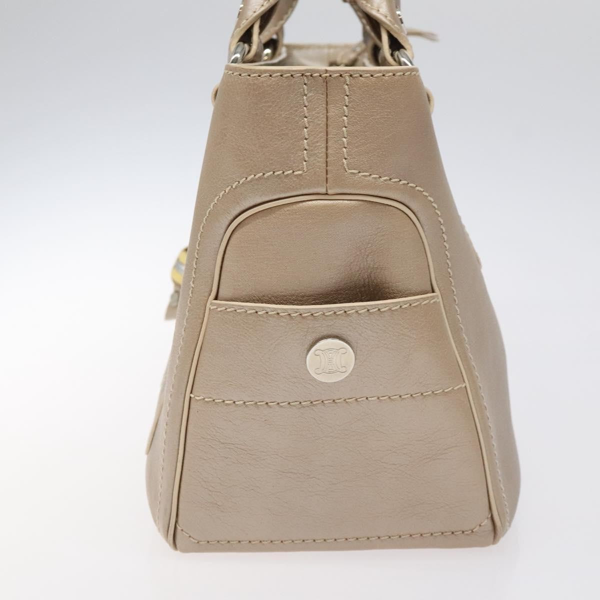 Celine Boogie Satchel Leather, GOLD, LEATHER, Handbag
