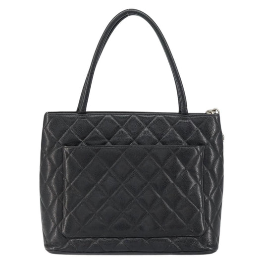 Chanel Medallion Tote Quilted Caviar, BLACK, LEATHER, Tote bag