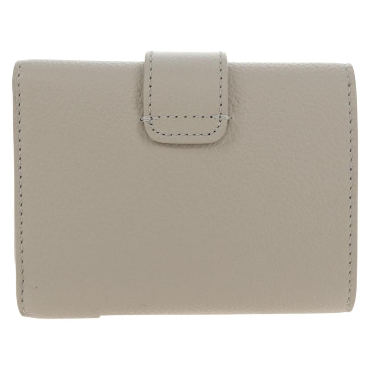 Celine Triomphe Trifold Wallet Leather, Beige, Leather, Wallet