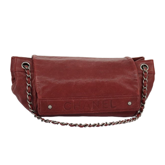 Chanel Vintage Logo Accordion Flap Bag Caviar, BEIGE, LEATHER, Handbag