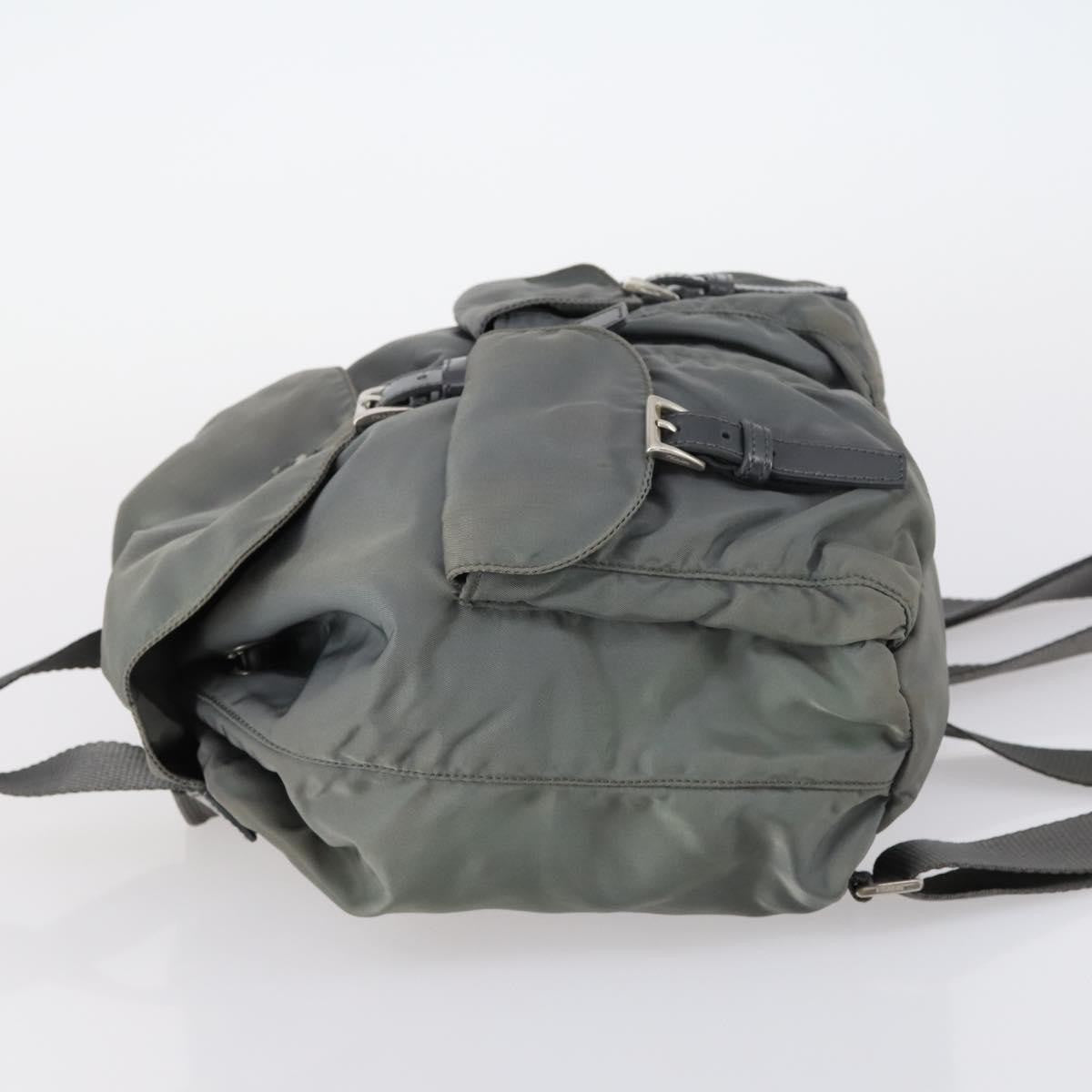 Prada Double Front Pocket Backpack Tessuto, Gray, Nylon, Backpack