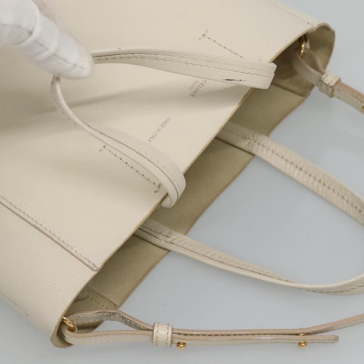 Celine Vertical Cabas Tote Leather, WHITE, LEATHER, Tote bag