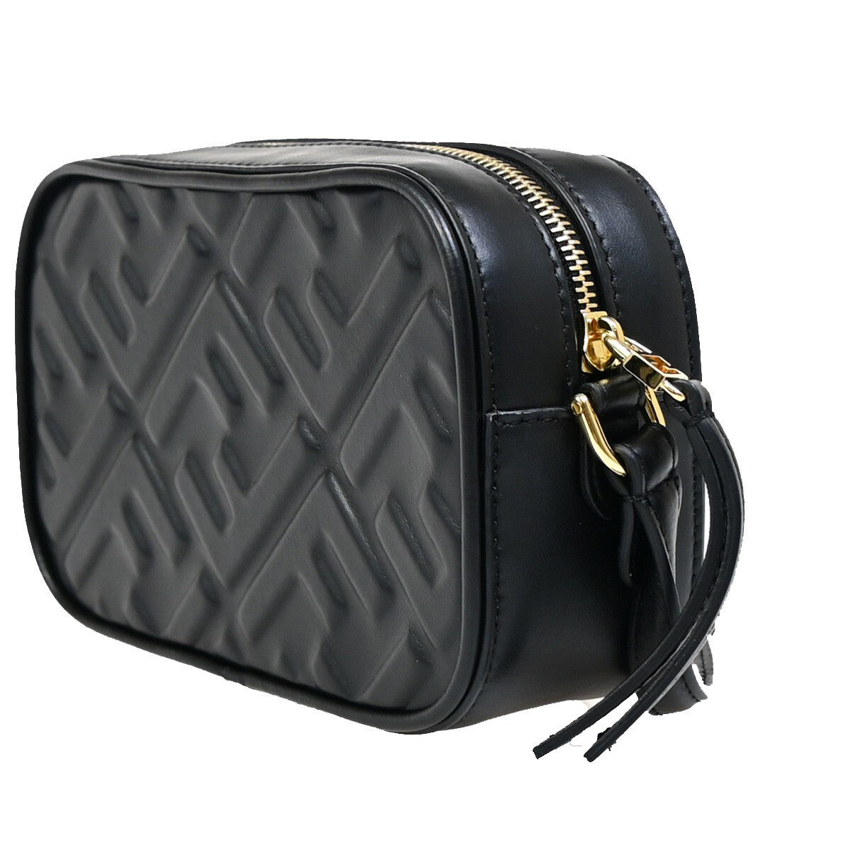 Fendi Camera Bag Zucca Embossed Leather, Black, Leather, Handbag