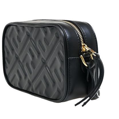Fendi Camera Bag Zucca Embossed Leather, Black, Leather, Handbag