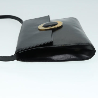 Celine Vintage Circle Logo Crossbody Bag Leather, BLACK, LEATHER, Shoulder bag