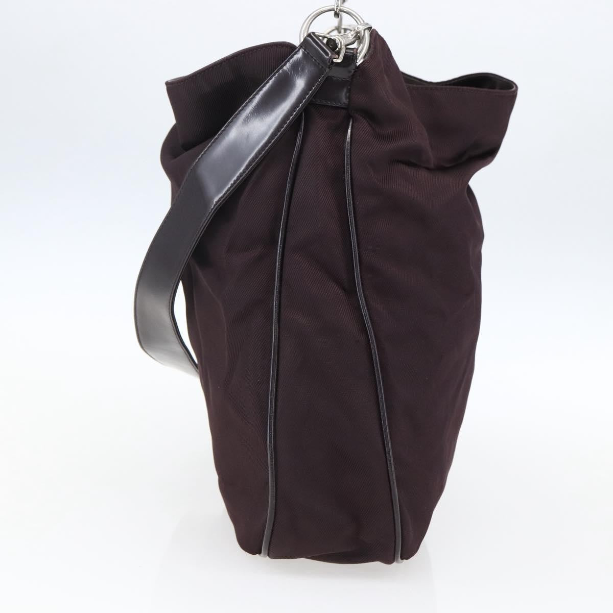 Gucci Vintage Bamboo Handle Bag Nylon, Burgundy, Nylon, Handbag