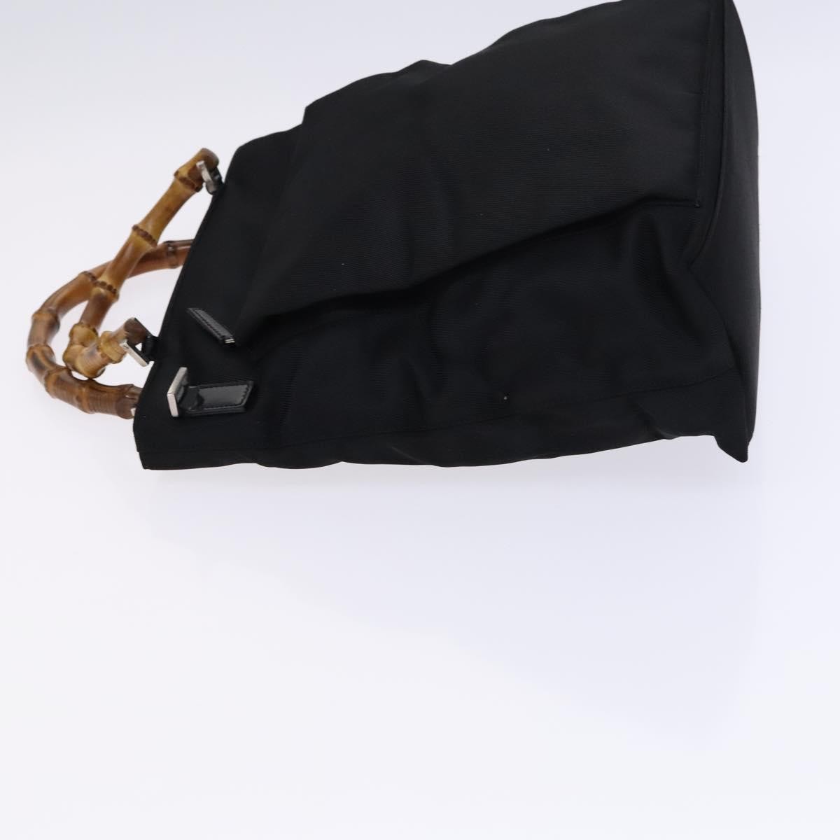 Gucci Vintage Bamboo Handle Bag Nylon, Black, Nylon, Tote Bag