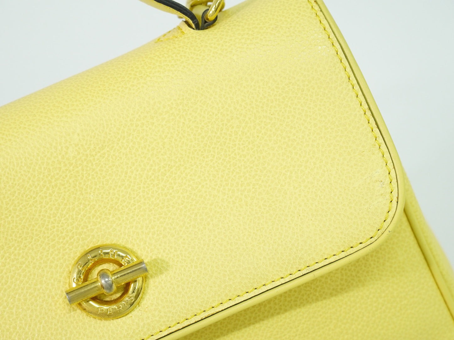 Celine Vintage Shoulder Bag Leather, YELLOW, LEATHER, Shoulder bag