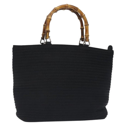 Gucci Vintage Bamboo Handle Tote Nylon, BLACK, NYLON, Tote bag