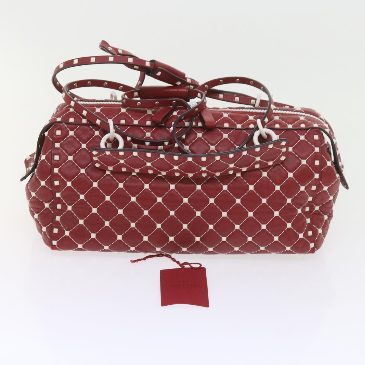 Valentino Garavani Free Rockstud Spike Duffle Bag Quilted Leather, RED, LEATHER, Shoulder bag