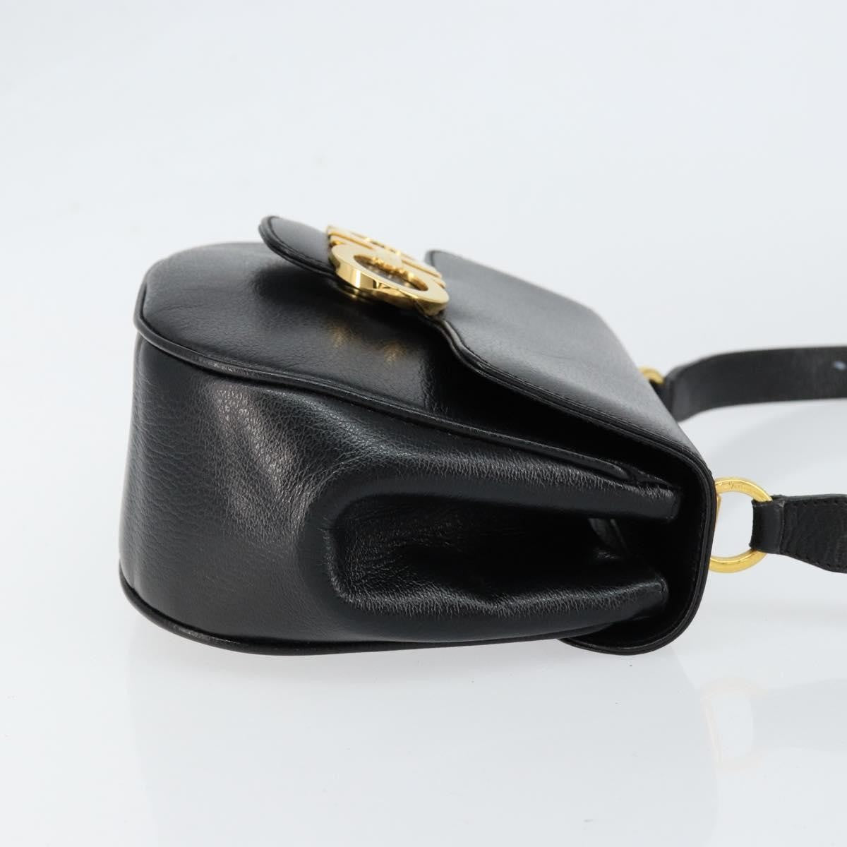 Salvatore Ferragamo Gancini Shoulder Bag Leather, BLACK, LEATHER, Shoulder bag
