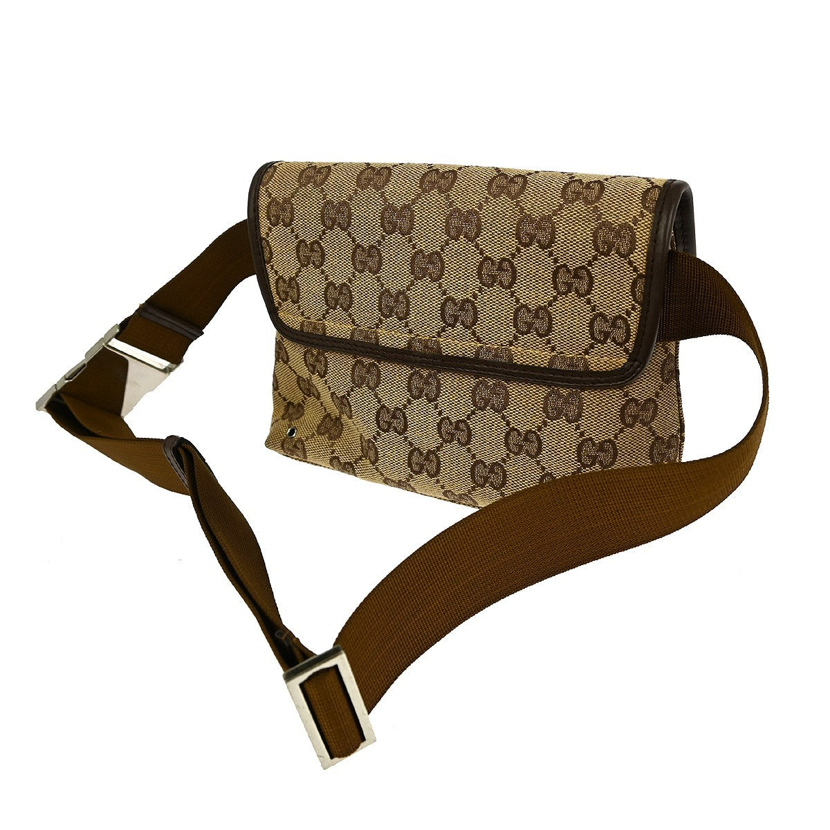 Gucci Buckle Belt Bag GG Canvas, BEIGE, CANVAS, Shoulder bag