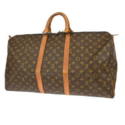 Louis Vuitton Keepall Bag Monogram Canvas, BROWN, CANVAS,LEATHER, Handbag