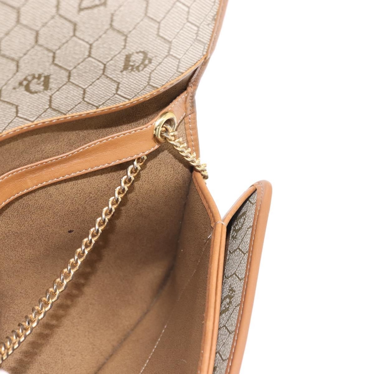 Christian Dior Vintage Honeycomb chain Canvas, BEIGE, CANVAS, Shoulder bag