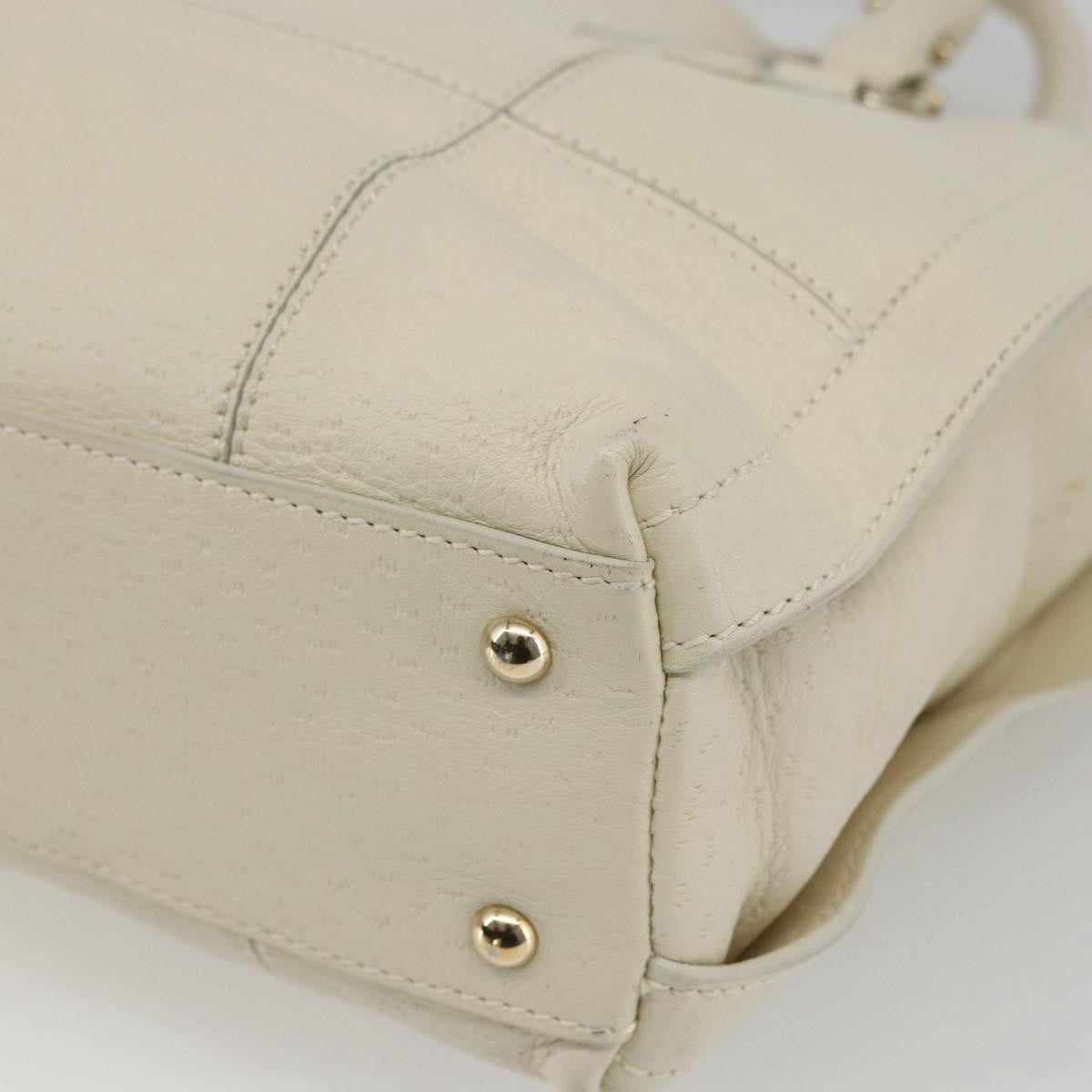 Salvatore Ferragamo Gancini handbag Leather, WHITE, LEATHER, Handbag