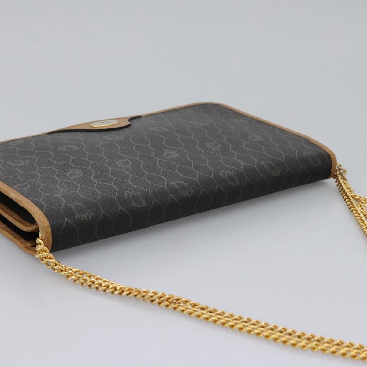 Christian Dior Vintage Honeycomb chain Canvas, BLACK, CANVAS, Handbag