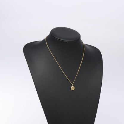 Christian Dior Vintage Logo Round Pendant Necklace Metal, GOLD, METAL, Necklace
