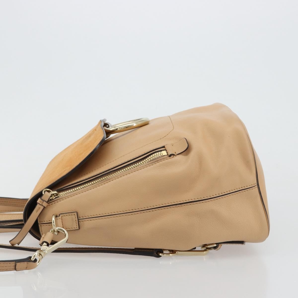 Chloe Faye Backpack Suede with Applique, Beige, Leather, Backpack