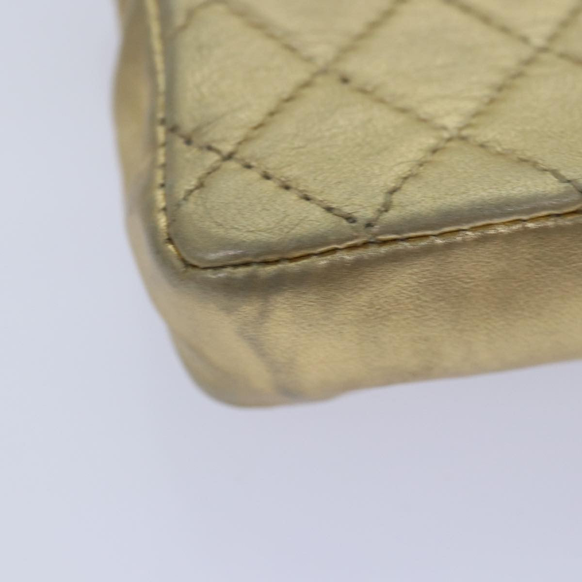 Chanel Vintage Square CC Flap Bag Quilted Leather, Gold, Leather, Shoulder Bag