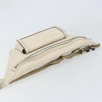 Gucci Front Pocket Belt Bag GG Embossed Perforated Leather, WHITE, LEATHER, Shoulder bag