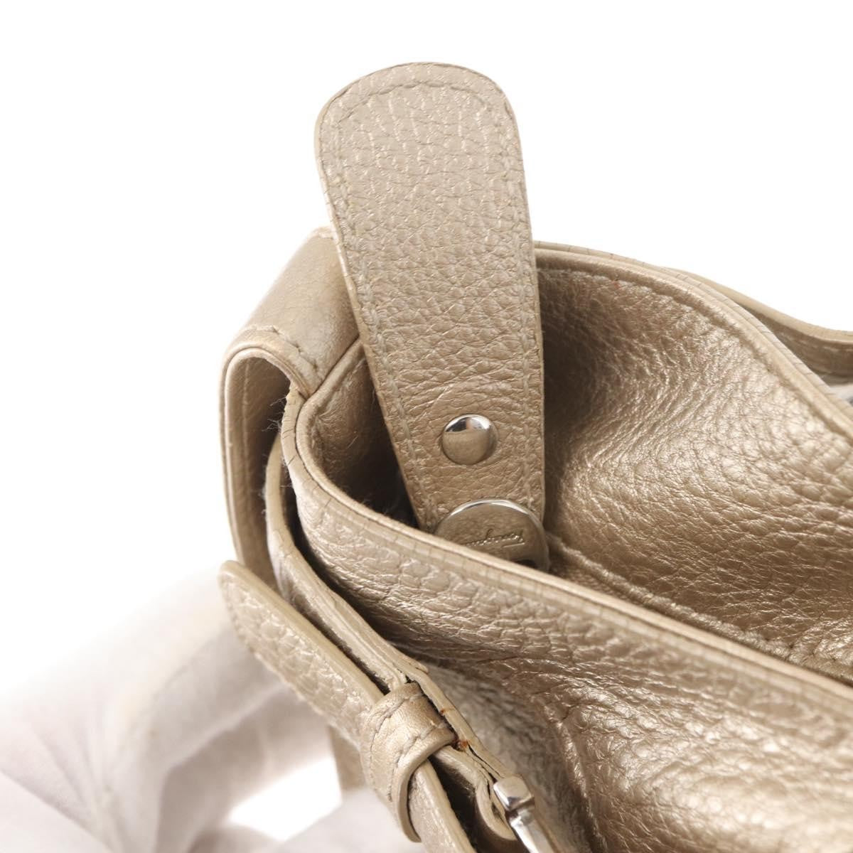 Salvatore Ferragamo Gancini handbag Leather, GOLD, LEATHER, Handbag