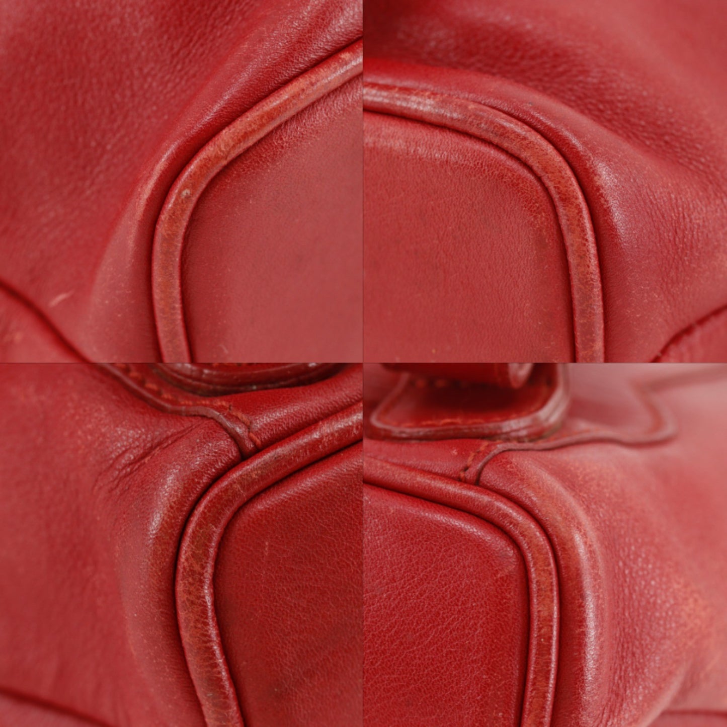 Gucci Vintage Bamboo Backpack Leather, Red, Leather, Backpack