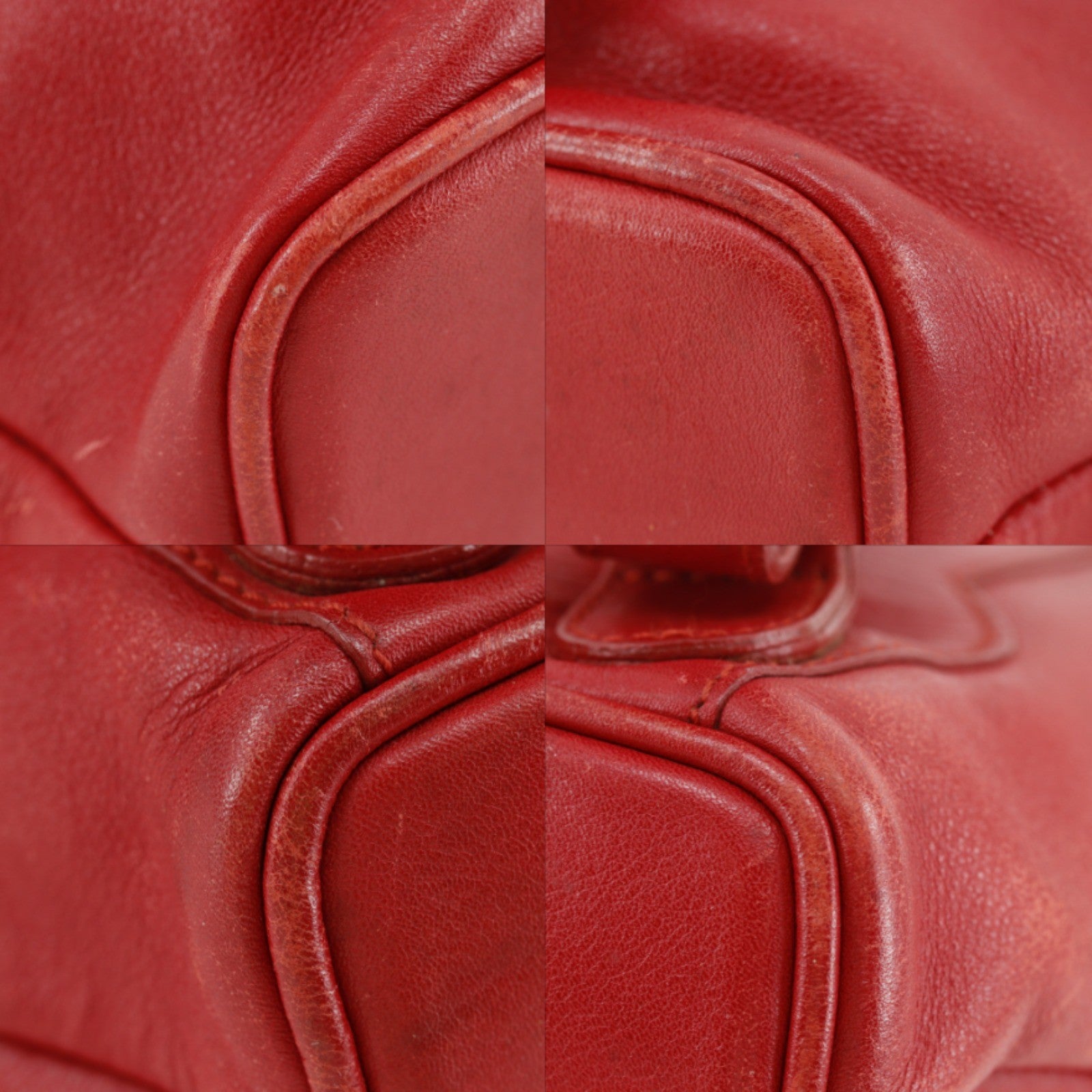 Gucci Vintage Bamboo Backpack Leather, Red, Leather, Backpack