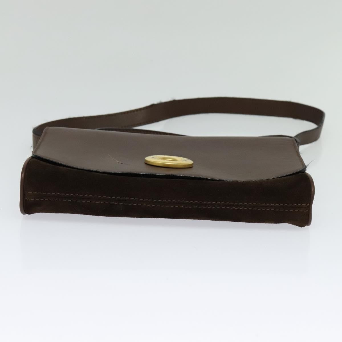 Celine Circle logo Suede and Leather, BROWN, SUEDE, Shoulder bag