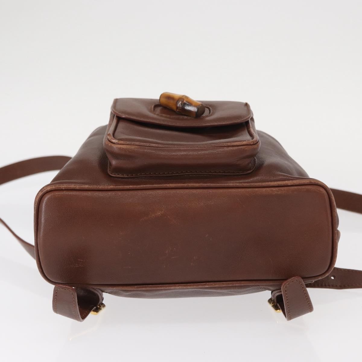 Gucci Vintage Bamboo Backpack Leather, BROWN, LEATHER, Backpack
