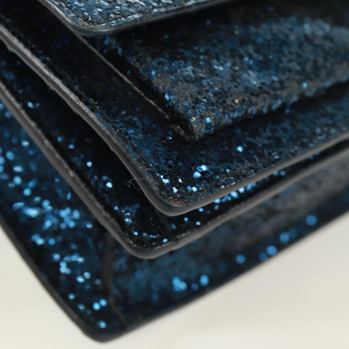 Saint Laurent Sunset Satchel Glitter, BLUE, LEATHER, Shoulder bag