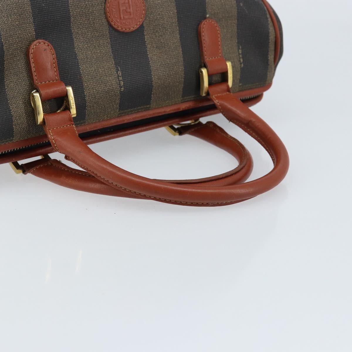 Fendi Vintage Pequin Convertible Boston Bag Coated Canvas, BROWN, CANVAS, Handbag