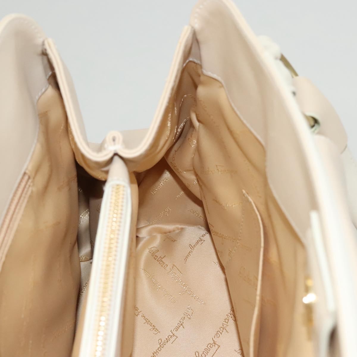 Salvatore Ferragamo Gancini Shoulder Bag Leather, BEIGE, LEATHER, Shoulder bag