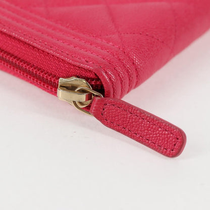 Chanel Compact Boy Wallet Caviar, PINK, LEATHER, Wallets