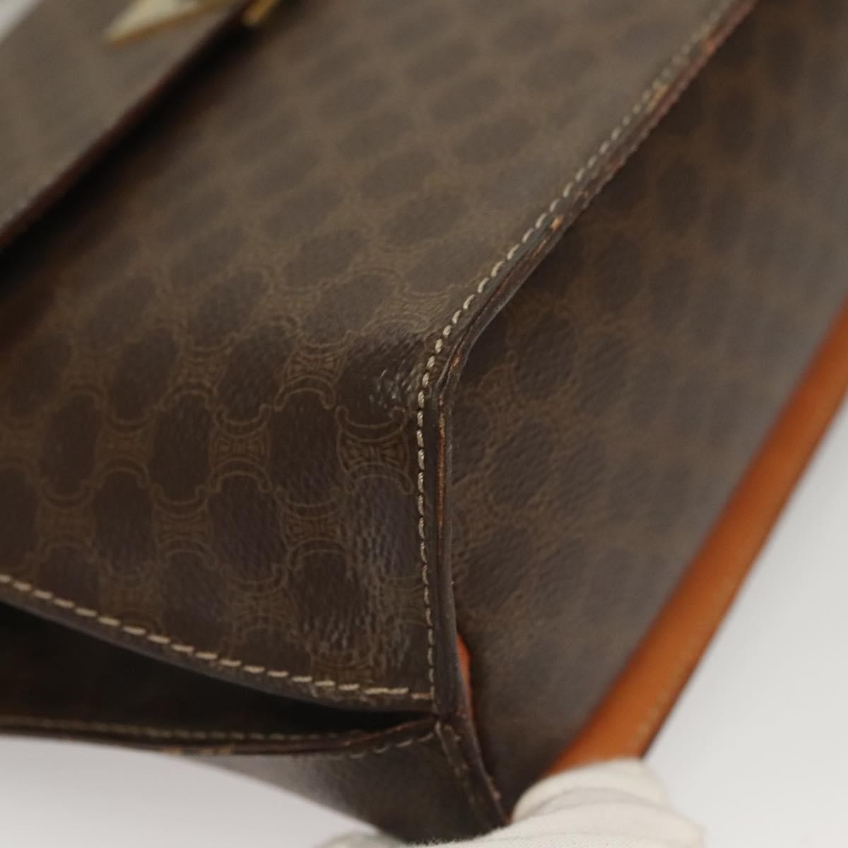 Celine Macadam Handbag Macadam with leather, BROWN, CANVAS, Handbag